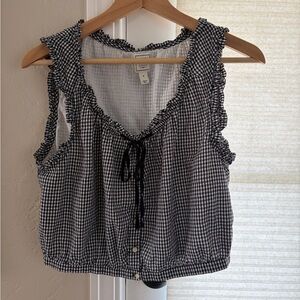 DOEN x Gap Black and White Checkered Women's crop blouse
